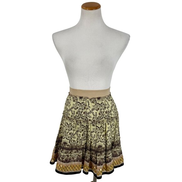 Vtg Y2K Free People Boho Paisley Sequin Tiered Mini Skirt • Skater Grunge Fairy - Picture 16 of 16